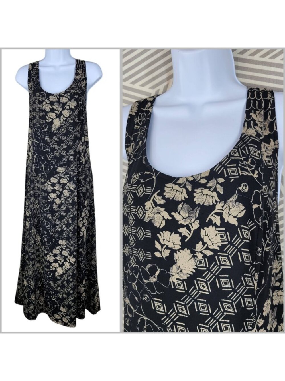 Coldwater Creek Layered Dress size Large Event Flowy Party Tank Floral Geometric